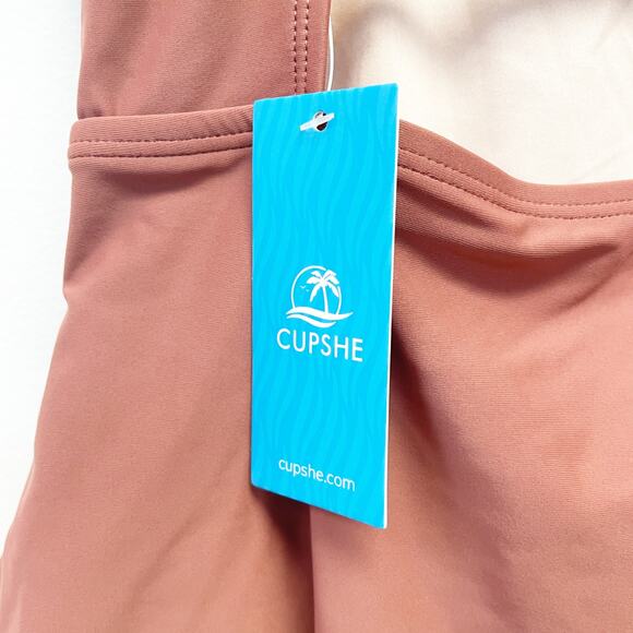 Cupshe Women's Sandy Shirred Strappy Cutout One Piece Swimsuit Brick Size Small - Picture 5 of 7